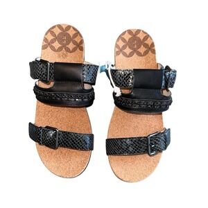 Revitalign Women's 9 Sofia Black Slip On  Sandals Snake‎ print Arch Support NEW